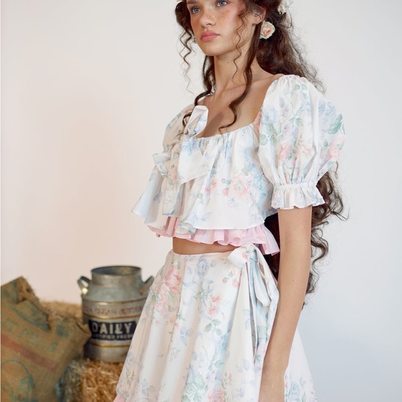 BNWT Authentic Selkie cotton wrap-style “Mrs Darcy Picnic Skirt” - Picture 4 of 4